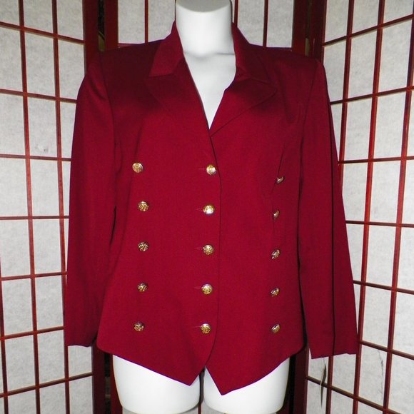 Albert Nipon Studio Jackets & Blazers - **HOST PICK** Albert Nipon Studio Blazer Military Chic Red Wool Blend Size 14